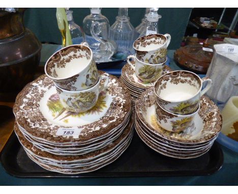 A Collection of Royal Worcester Palissy Game Series China to Include Six Dinner Plates, Six Side Plates, Six Bowls, Six Trios