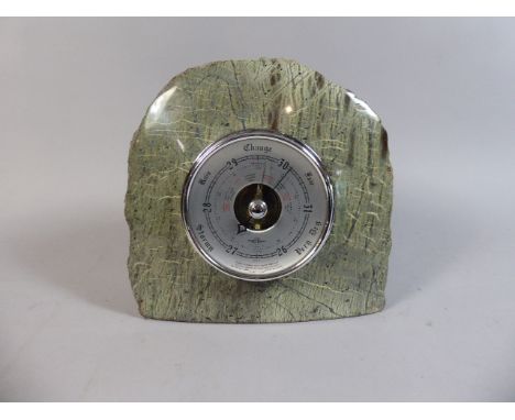 A Cornish Serpentine Marble Novelty Table Barometer with Aneroid Movement, 19cm high 