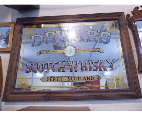 A Reproduction Dewar's Scotch Whisky Advertising Pub Mirror, 93cm Wide