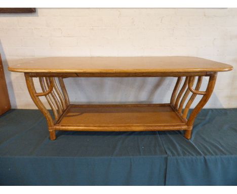 A Bamboo Coffee Table with Stretcher Shelf, 127cm Long 