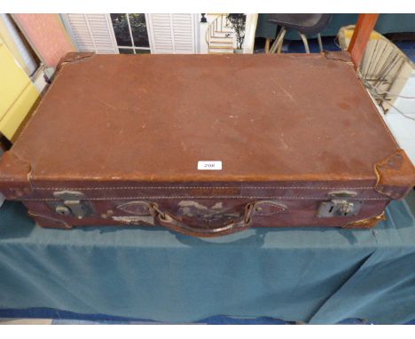 A Vintage Leather Suitcase 67cm Wide