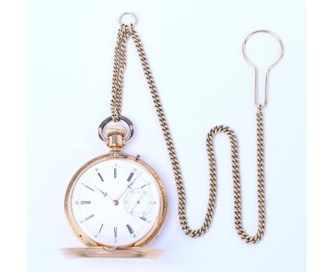 18 kt. Gouden remontoir horloge, zgn. 'hunter.' De deksel aan de voorzijde met monogram MI. Met gouden binnendeksel. De wijze