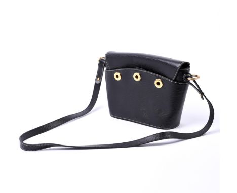 Jil Sander, zwart lederen schoudertas met witte stiksels en goudkleurige hardware. Zo goed als nieuw [1] Jil Sander, black le