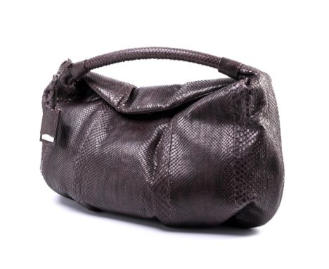 Jil Sander, Python Hobo Bag handtas van python slangenleer in donkerbruin. Zo goed als nieuw. In dustbag h. 27 x b. 43 cm [2]