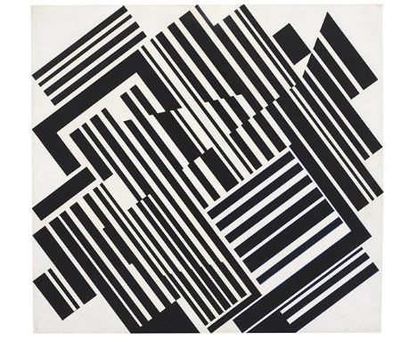 Günter Fruhtrunk     1923 München - 1982 München Jardin de Monastere II. 1962. Acryl auf Holz.  Verso monogrammiert, datiert,