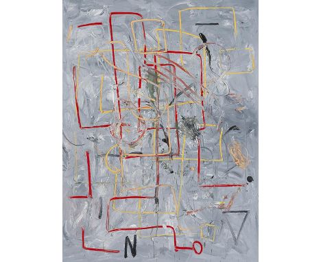 André Butzer     1973 Stuttgart - lebt und arbeitet in Berlin Ohne Titel (monochromes Bild). 2007. Öl auf Leinwand.  Verso au