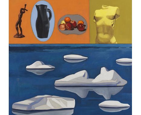 David Salle     1952 Oklahoma - lebt und arbeitet in New York Spill. 2002. Öl und Acryl auf Leinwand.  Verso auf der Leinwand