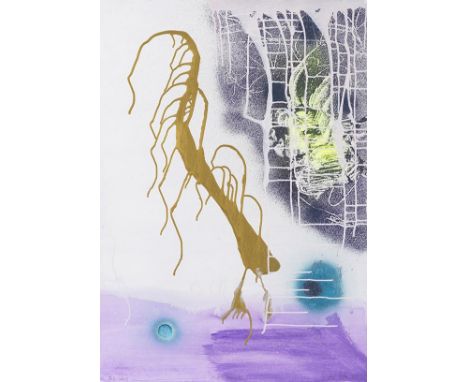Sigmar Polke     1941 Oels/Niederschlesien - 2010 Köln Goldhaar. 1999. Mischtechnik. Acryl, Gouache und Sprühtechnik.  Unten 