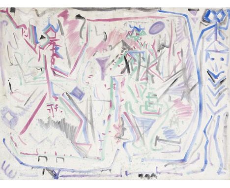 A. R. Penck (d.i. Ralf Winkler)     1939 Dresden - 2017 Zürich Ende im Osten (Ostende). 1979. Dispersion auf Leinwand.  Recht