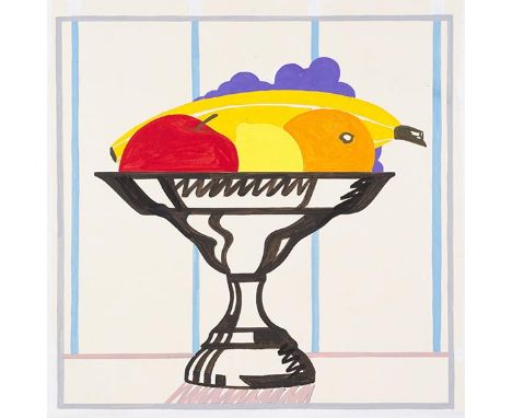 Tom Wesselmann     1931 Cincinnati - 2004 New York Study for Metal Compote and Fruit. 1985. Liquitex-Acrylfarbe über Bleistif