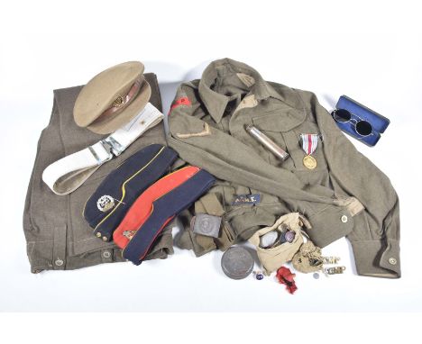 A Nazi Germany army belt buckleFurther military items to include Home Guard badge, protection spectacles from the World War I