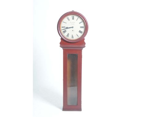 A 19th Century circular longcase clock by WM Hunter Dundee, The circular glazed hood enclosing a 13inch painted dial with Ara