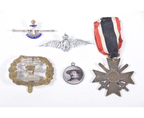 A Nazi Germany War Merit Cross dated 1939Complete with ribbon, Prince of Wales volunteers cap badge, silver Royal Navy tie pi