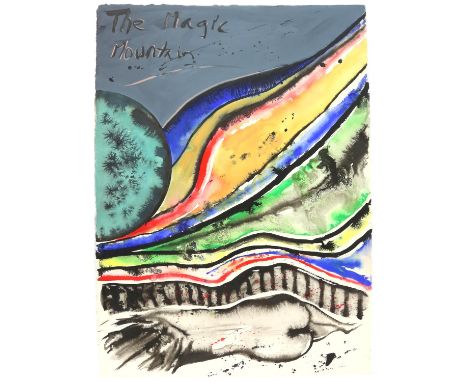 Kip Gresham (British, b.1951). 'The Magic Mountain', watercolour, unframed, 82 x 60cmCondition Report:  Rough cut edges to pa