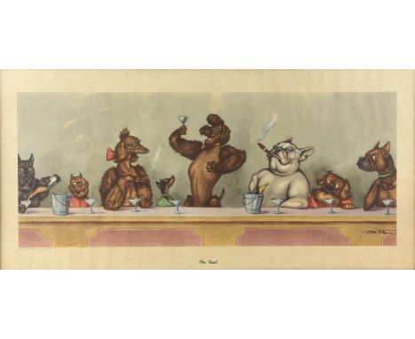 After Boris O'Klein,'The Toast' 1930s print published by Sidney Z Lucas, New York. 20 x 49cm. Framed and glazed. 