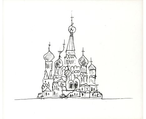 After Stephen Wiltshire (British, b. 1974), print 'Spasskaya Tower, Moscow', 11cm x 12.5cm. 