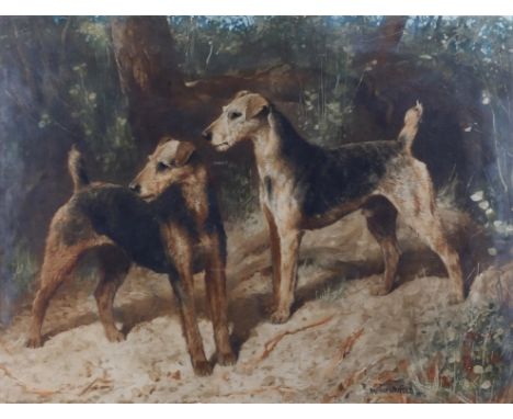 Arthur Wardle (British, 1860-1949). Two Terriers. Print published by F. Mansell, London in 1904. Signed in print margin lower
