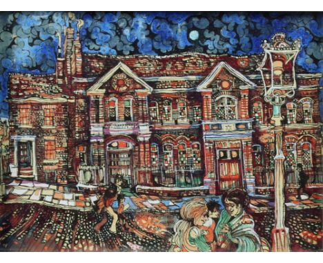 Pat Cooke (British, 1935-2000). 'Belgrave Street Synagogue, Leeds', watercolour, signed and dated 1974 by the lamp post, 14.5