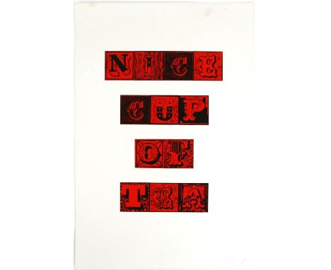 Menna Jenkins (British). 'Nice Cup of Tea', lithographic print. Signed in pencil lower right. Sheet size 55.5 x 37cm. 
