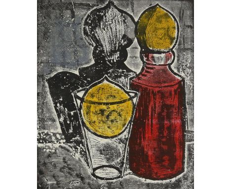 John Keen (British, 1924-2019). 'Bottle Glass & Two Lemons', print in colours, signed and titled. image size 29 x 24cm. 
