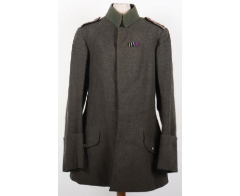 WW1 German Officers M-15 Field Grey Bluse (Tunic), good example of the field grey M-15 pattern bluse with light green collar 