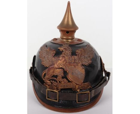 WW1 German 5th Baden Infantry Regiment Nr 113 Enlisted Mans Pickelhaube, leather bodied helmet with other ranks Baden helmet 