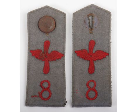Matched Pair of WW1 German Flieger Abteilung Nr 8 Tunic Shoulder Straps, light grey cloth tops with field grey cloth undernea