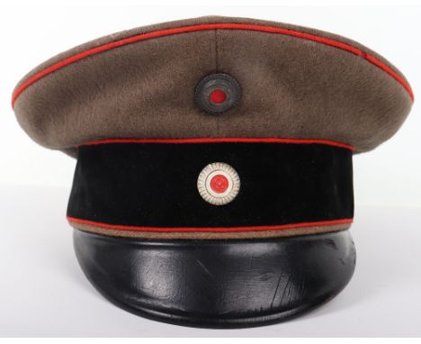 WW1 German M-1910 Hessen / Bremen Artillery &amp; Technical Troops Officers Peaked Cap, good stiff top officers peaked cap wi
