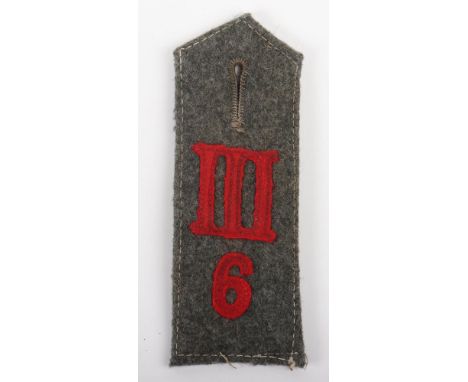 WW1 German BA III Armee Korps (6th) (Army Corps Clothing Offices) Simplified Shoulder Strap, field grey example with red felt