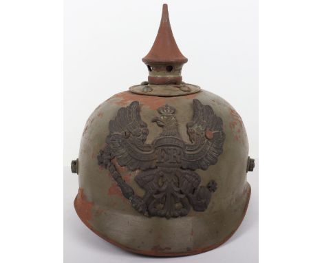 Prussian Steel Ersatz Pickelhaube Regimentally Marked to Infantry Regiment Nr 13 (1.Westfalisches), this untouched example st