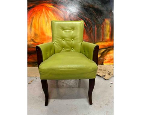 Colber International Lime Green Leather Armchair With Button Detail On Wooden Frame Enjoy Sumptuous Dinners With Friends And 