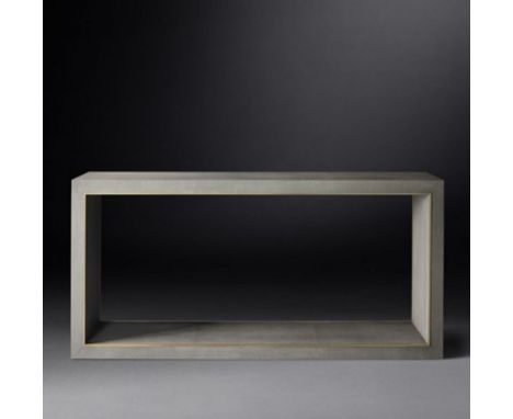 Cela Grey 67 Shagreen Console Table Crafted Of Shagreen Embossed Leather With The Texture Pattern And Distinctive Spine Detai