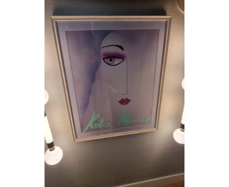 Framed Art  The Face, A Captivating 1980s Poster By Accomplished American Artist Robin Morris (B. 1953). Adorned With Art Dec