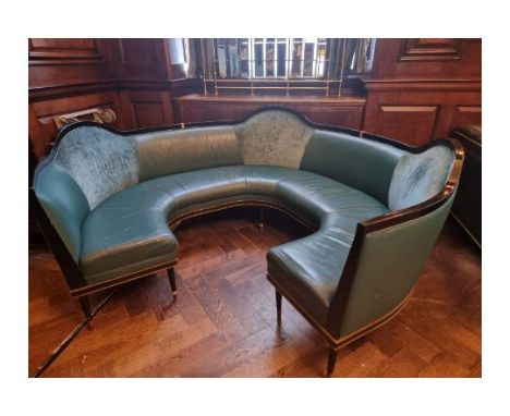 A bespoke Robert Angell tufted leather banquette upholstered&nbsp;&nbsp;Circular Banquette Bench On Carved Polished Frame Uph