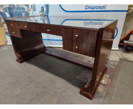 A Fine Late Art Deco Style Ebony De Macassar Buffet The Central Frieze With A Long Drawer Flanked Either Side With Two Shorte