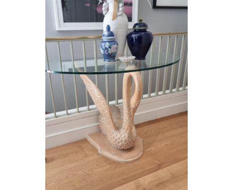 Swan Table Crafted In A Decadent Hollywood Regency Styling, This Stunning Swan Console Table With A Glass Top Embodies The Ti