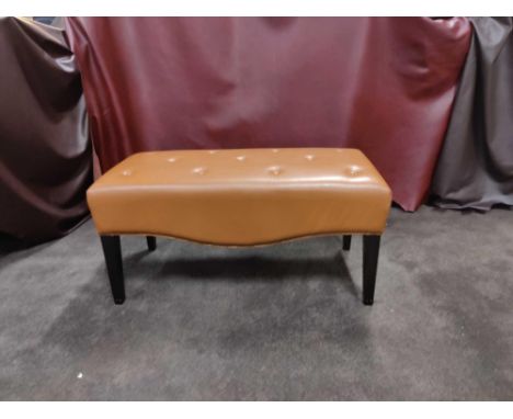 Tufted Leather Bench With Scrolled Apron 100 x 46 x 47cm
