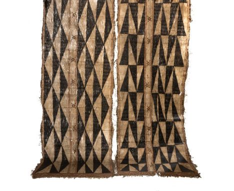 FINE FIJI TAPA CLOTH, MASI, 19th C., possibly Taveuni Island, decorated with bold geometric patterns in black and white, with