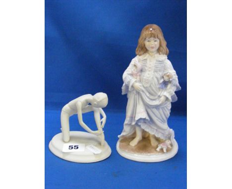 A Limited Edition Royal Worcester NSPCC figure entitled 'Lullaby', together with a Bisque porcelain figure of a ballerina 'Ty