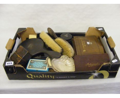 An ebonised toilet set, vintage playing cars, Freemasons sash etc.