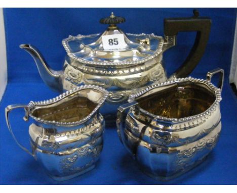 A good quality three piece silver-plated tea service comprising teapot, milk jug and sugar bowl.