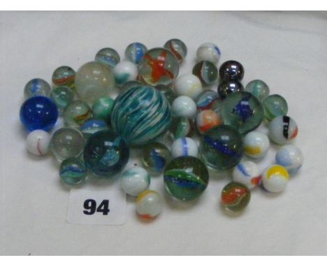 A collection of vintage glass marbles.