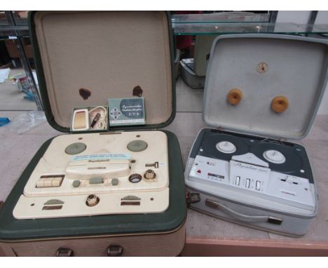 A Telefunken Magnetophone 85 reel to reel tape recorder and an Elizabethan Popular 200 reel to reel tape recorder