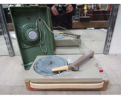 A Stella portable record player with speaker lid