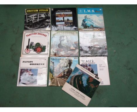 Ten steam engine recording LPs, mainly 1960's, including Flying Scotsman, British Steam and LMS Steam, media and sleeves most