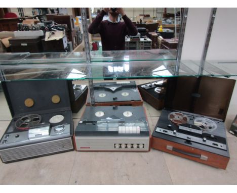 Three reel to reel tape recorder including Grundig, Stellaphone (no lid) and Bush