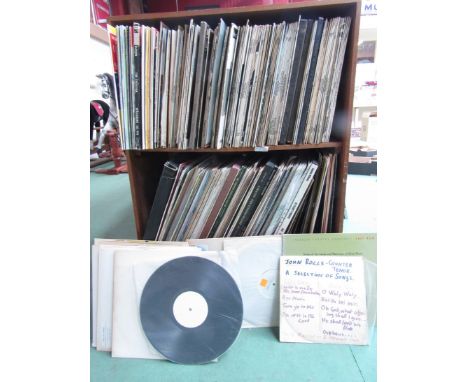 A collection of approximately 300 classical and other LPs including some white labels, housed in a teak record shelf