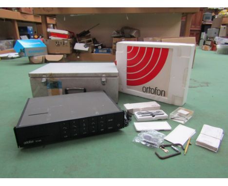 An Ortofon TC310 test computer in metal case with test record, manual and accessories