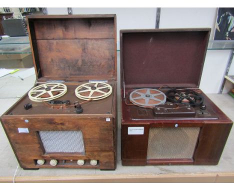 A TP Limited Sound Mirror reel to reel tape recorder and a Lane example