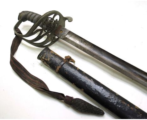 A Victorian British 1827 pattern officers sword by Henry Wilkinson of Pall Mall, London with single fullered blade "Deum Cole